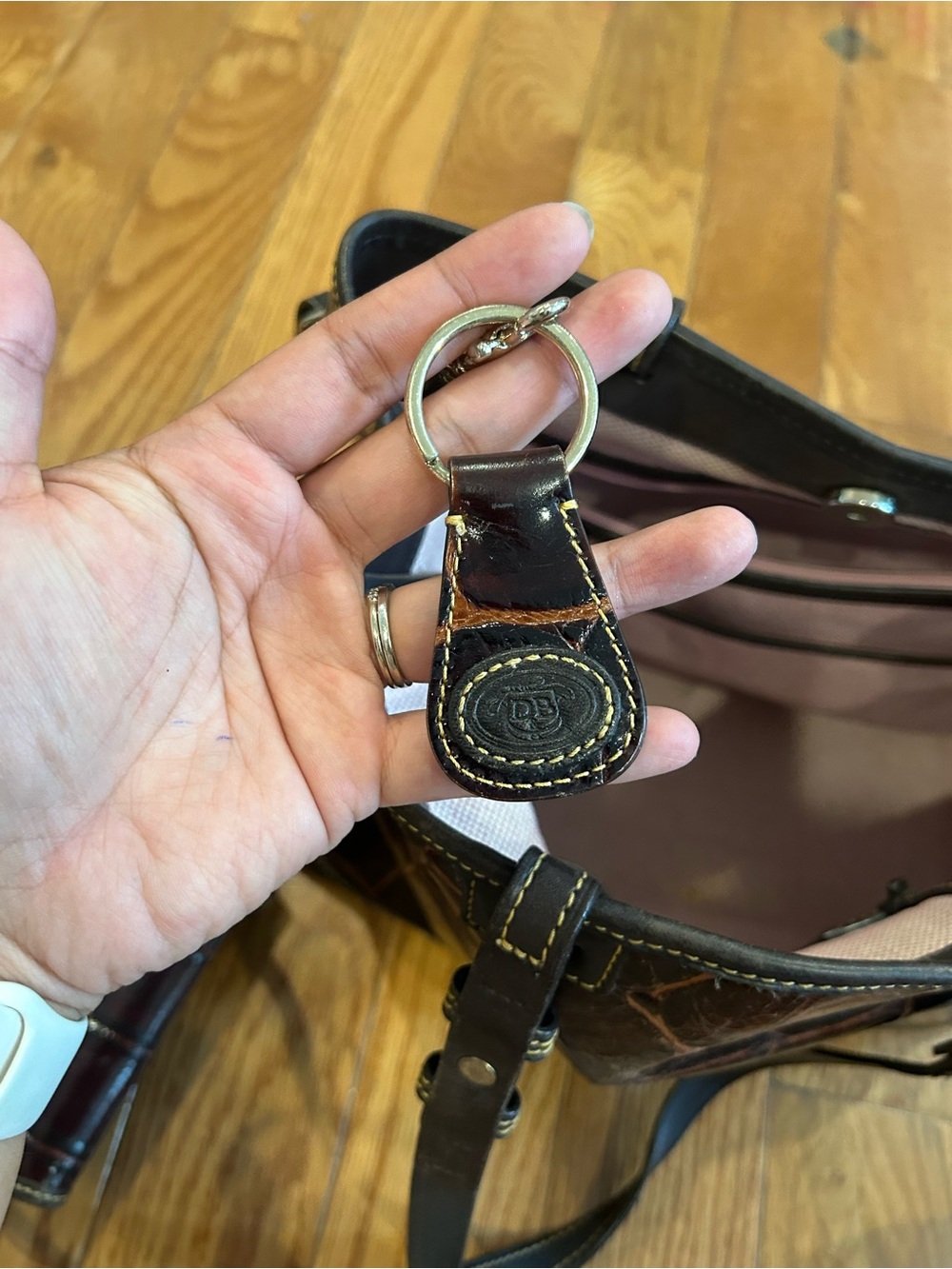 Dooney & Bourke Croco Embossed Leather Tote Bag Brown Crocodile Shoulder Purse - Picture 5 of 16